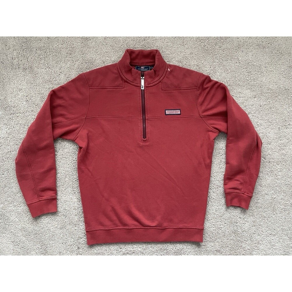 Vineyard Vines Mens Small Red Quarter Zip Pullover Shep & Ian Marthas Vineyard